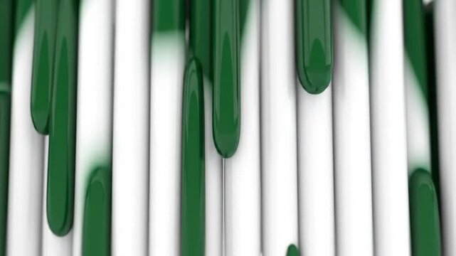 Abstract Green Drip Design: Vertical White and Green Lines with Unique Fluid Visuals
