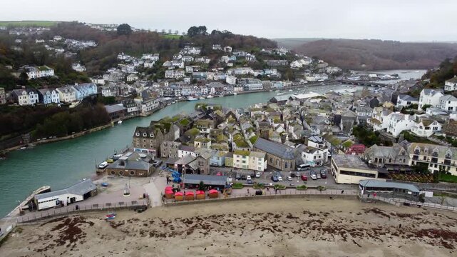 Looe village from the air cornwall uk 