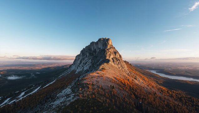 Norwegian mountain enveloped in clear autumn atmosphere, preservation