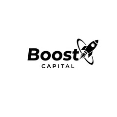 Boost Capital logo design featuring a dynamic rocket ship icon.