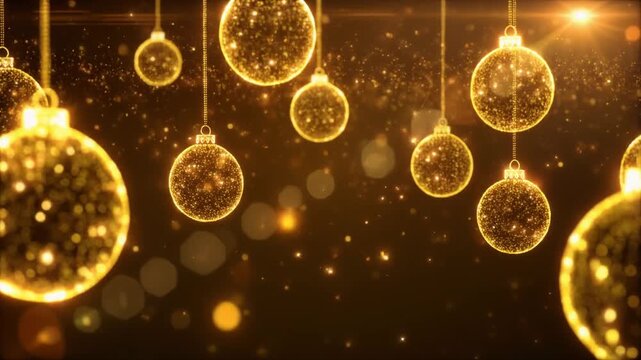 Golden Sparkling Christmas Baubles Holiday Background
