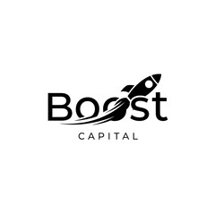 Boost Capital logo design featuring a dynamic rocket ship icon.