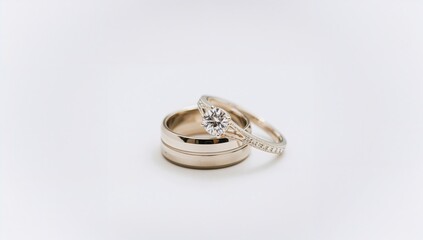 Two wedding rings symbolizing marital joy, background for wedding album, happy day