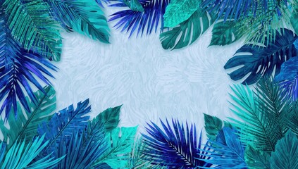 Tropical foliage with vibrant palm leaves, abstract natural design for editorial backgrounds