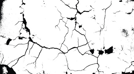 Background with cracks on the wall. Texture for overlay. Cracks isolated on a white background. 