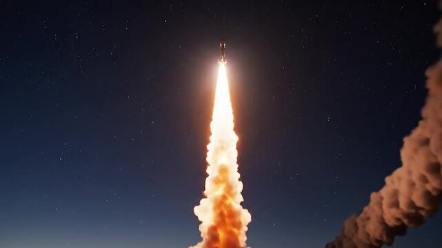 Spectacular rocket launch at twilight - Powered by Adobe