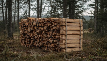 Stack of timber, addressing deforestation issues