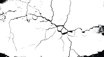 wall with a crack. Vector group of black branch grunge cracks isolated on white background. 