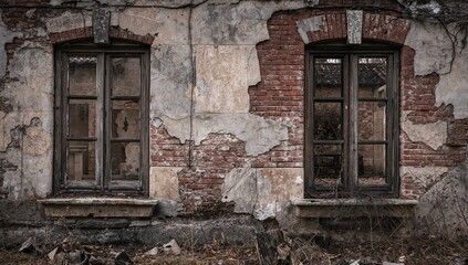 Facade of a crumbling historic building, erosion risk
