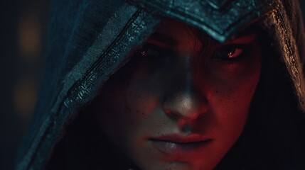 Closeup person in hood