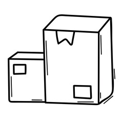 parcel, order in a box, courier delivery, shopping, black and white vector isolated element, hand-drawn vector isolated element, hand-drawn