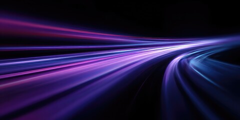 Abstract vibrant purple and blue light streaks on a dark background