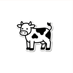 Cute cartoon cow illustration perfect for children's books and farm-themed designs, a simple and charming dairy animal icon for educational projects