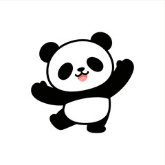 Cute Panda Waving Hello with Playful Charm, Perfect for Children's Designs and Educational Resources, Bringing Smiles and Joy to Any Project