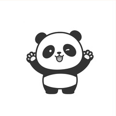 Adorable panda waving cheerfully, a delightful cartoon graphic offering playful charm, ideal for children's designs and lighthearted projects, originally a scalable vector