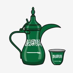 Celebrate Saudi Arabia with this traditional coffee pot, a symbol of hospitality and heritage perfect for cultural events or travel promotions