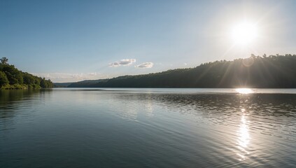 Serene river dam with tranquil waters, showcasing erosion risk
