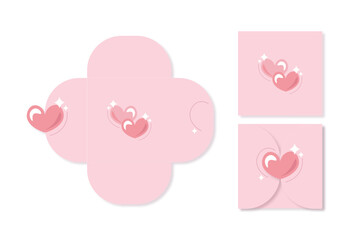 Envelope pink love cute die cut template square envelope valentine design