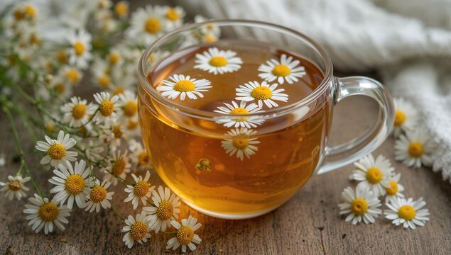 Chamomile tea, a herbal infusion known for its calming effects, supports relaxation and sleep, World Sleep Day