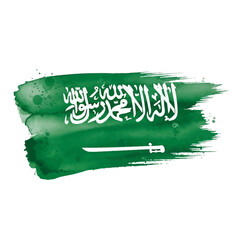Elegant Saudi Arabia flag design for national day celebrations, tourism marketing, and patriotic projects with a modern watercolor brushstroke style
