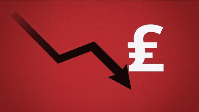 The ruble symbol, indicating currency depreciation, financial trends in economic analysis