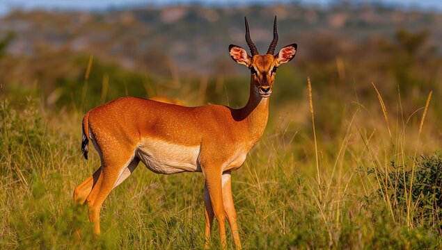 The Impala or Rooibok, a medium-sized antelope native to Eastern and Southern Africa, highlighting its ecological role