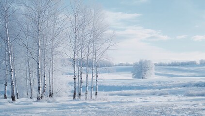 Trees covered in snow, seasonal change