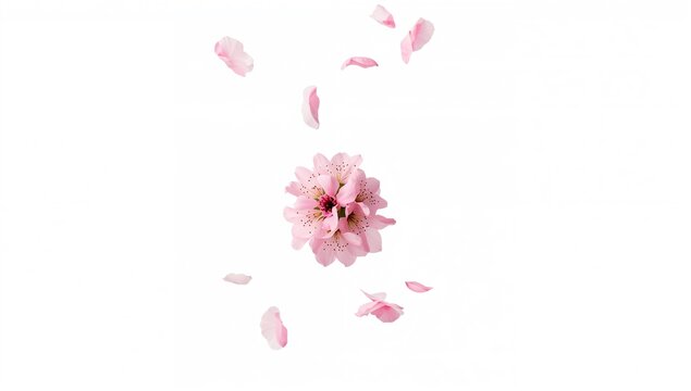A fresh quince blossom with delicate pink petals drifting, evoking the essence of spring, seasonal change