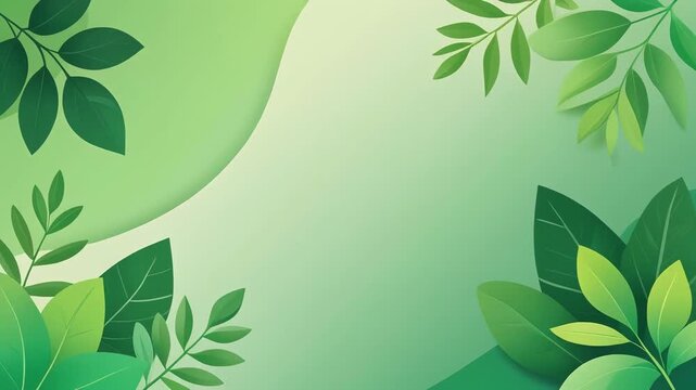 Elegant botanical illustration featuring delicate outlines of leaves gracefully adorning a gradient green background, creating a serene artistic design.