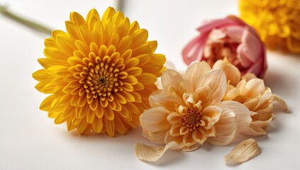 Fototapeta premium Yellow Chrysanthemum Flower Tea with Rose Flowers, herbal infusion benefits