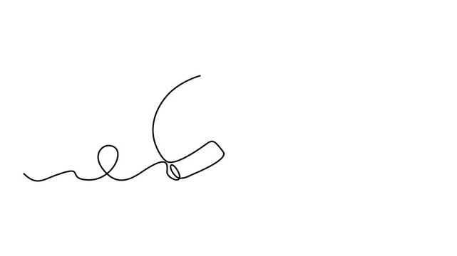 Animated self drawing of continuous line draw pretzel bakery symbol concept. Silhouette bread salty German snack icon. Full length one line animation. 4K	