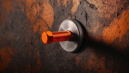 Orange bolt attached to a wheel, enhancing efficiency