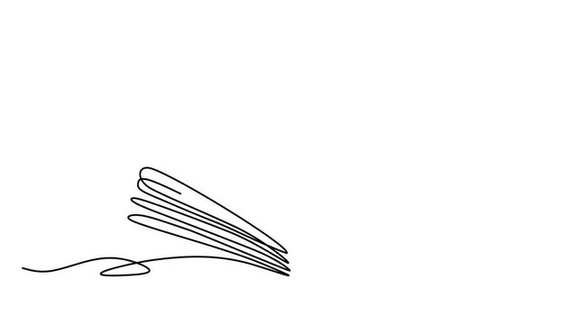 Animated self drawing of continuous line draw stack of news newspapers. Full length one line animation. 4K	