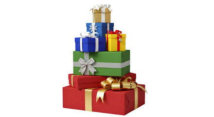 Stacked colorful gift boxes create festive holiday celebration mood