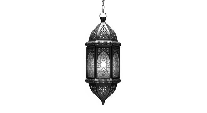 Ornate moroccan style hanging lantern isolated on white background