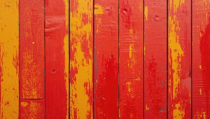 Red and yellow painted wooden boards, suitable for use as a backdrop in design projects