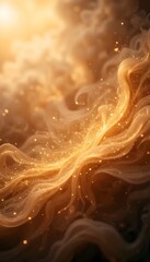Golden Smoke Abstract Background Luxury Glittering Flowing Mist