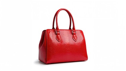 Naklejka premium Red handbag on a white backdrop, functional accessory for styling