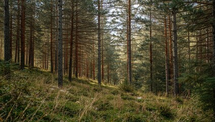 Wild alpine virgin forest in High Tatras mountains, urban density