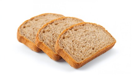 Three slices of wheat bread accompanied by cereals, fiber-dense choice