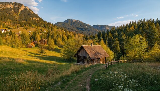 Mountain cabin nestled in the Zittau Mountains, emphasizing seasonal change