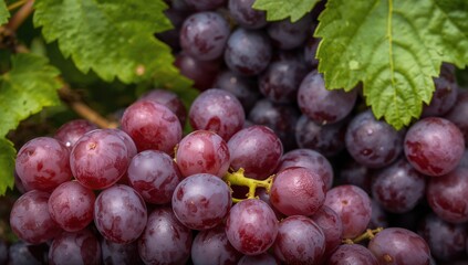 Fototapeta premium Close-up of fresh organic sweet red grapes, fiber-dense choice