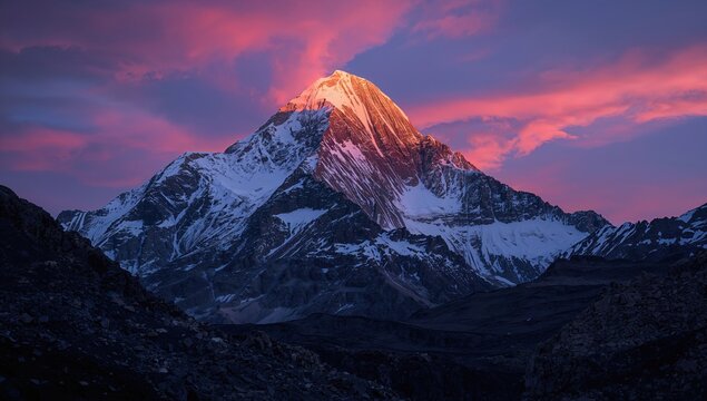 Sunset over K2, the world's second tallest mountain, highlighting erosion risk