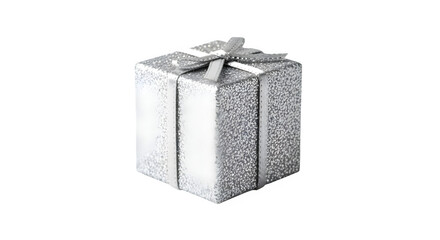 Elegant sparkling silver gift box with ribbon perfect for holidays