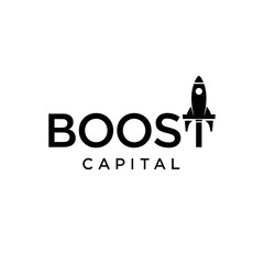 Boost Capital logo featuring a rocket, symbolizing growth and investment.