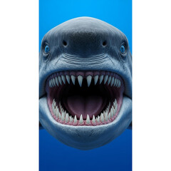 Naklejka premium Open-mouthed shark close-up underwater