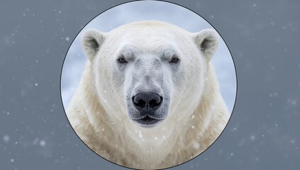 White polar bear portrait, showcasing the animal's unique features and adaptation to winter habitats