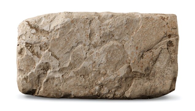 Old archaeological stone artifact with a clean textless surface, centered on a white infinite background under product-style lighting. Ideal for design overlays, educational use, or microstock mockups