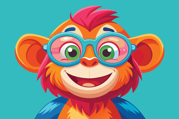 Fototapeta premium playful vector illustration of a cute cartoon monkey.