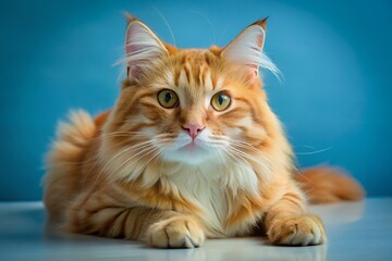 Majestic orange maine coon cat with intense gaze
